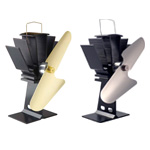 The Eco-Fan draws its power directly from the surface of the wood stove it rests on, generating its own electricity