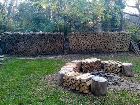 Two rows of firewood, totalling exactly a cord